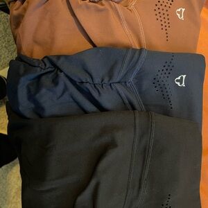 Set of Three Athletic Leggings in Black, Navy, and Brown